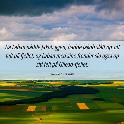 Picture 06 - 1 Mosebok 31:25 NORSK - Da Laban nådde Jakob igjen, hadde Jakob slått - Bible Verse Picture