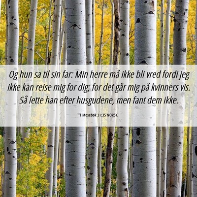 Picture 06 - 1 Mosebok 31:35 NORSK - Og hun sa til sin far: Min herre må ikke bli - Bible Verse Picture