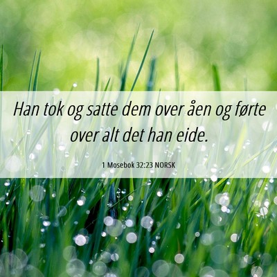 Picture 06 - 1 Mosebok 32:23 NORSK - Han tok og satte dem over åen og førte over alt - Bible Verse Picture