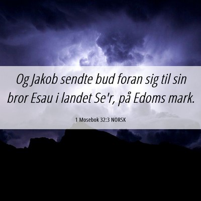 Picture 06 - 1 Mosebok 32:3 NORSK - Og Jakob sendte bud foran sig til sin bror Esau i - Bible Verse Picture