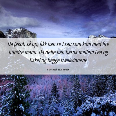 Picture 06 - 1 Mosebok 33:1 NORSK - Da Jakob så op, fikk han se Esau som kom med - Bible Verse Picture