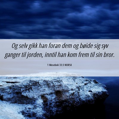 Picture 06 - 1 Mosebok 33:3 NORSK - Og selv gikk han foran dem og bøide sig syv - Bible Verse Picture
