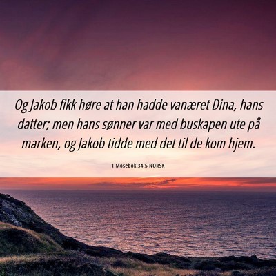 Picture 06 - 1 Mosebok 34:5 NORSK - Og Jakob fikk høre at han hadde vanæret Dina, - Bible Verse Picture