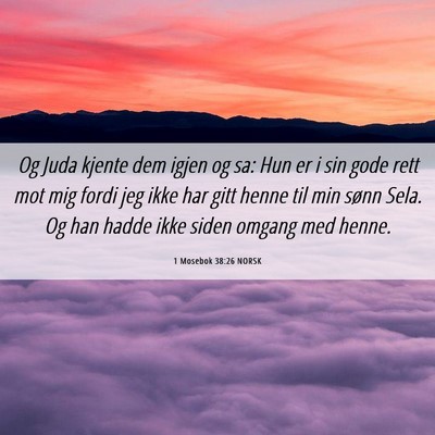 Picture 06 - 1 Mosebok 38:26 NORSK - Og Juda kjente dem igjen og sa: Hun er i sin gode - Bible Verse Picture