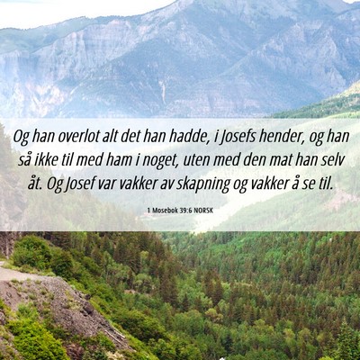Picture 06 - 1 Mosebok 39:6 NORSK - Og han overlot alt det han hadde, i Josefs - Bible Verse Picture