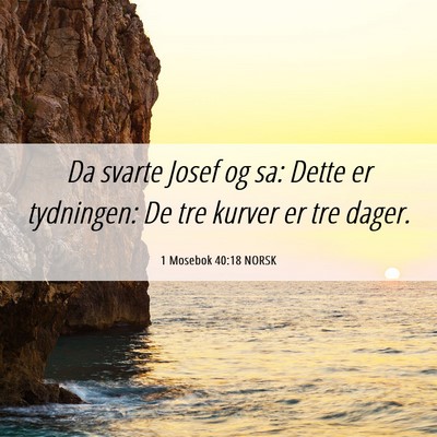 Picture 06 - 1 Mosebok 40:18 NORSK - Da svarte Josef og sa: Dette er tydningen: De tre - Bible Verse Picture