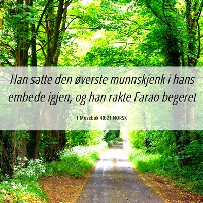 Picture 06 - 1 Mosebok 40:21 NORSK - Han satte den øverste munnskjenk i hans embede - Bible Verse Picture
