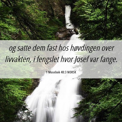 Picture 06 - 1 Mosebok 40:3 NORSK - og satte dem fast hos høvdingen over livvakten, - Bible Verse Picture