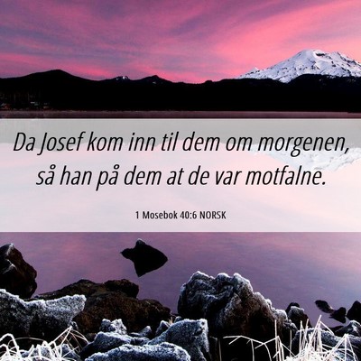 Picture 06 - 1 Mosebok 40:6 NORSK - Da Josef kom inn til dem om morgenen, så han på - Bible Verse Picture