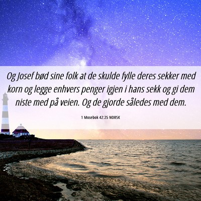 Picture 06 - 1 Mosebok 42:25 NORSK - Og Josef bød sine folk at de skulde fylle deres - Bible Verse Picture