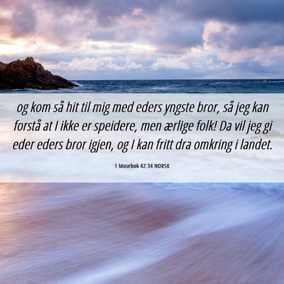 Picture 06 - 1 Mosebok 42:34 NORSK - og kom så hit til mig med eders yngste bror, så - Bible Verse Picture