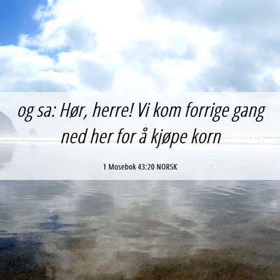 Picture 06 - 1 Mosebok 43:20 NORSK - og sa: Hør, herre! Vi kom forrige gang ned her - Bible Verse Picture