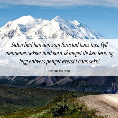 Picture 06 - 1 Mosebok 44:1 NORSK - Siden bød han den som forestod hans hus: Fyll - Bible Verse Picture