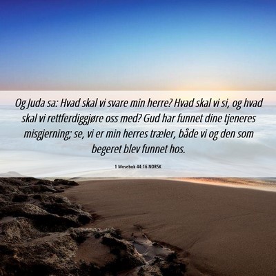 Picture 06 - 1 Mosebok 44:16 NORSK - Og Juda sa: Hvad skal vi svare min herre? Hvad - Bible Verse Picture