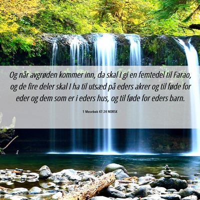 Picture 06 - 1 Mosebok 47:24 NORSK - Og når avgrøden kommer inn, da skal I gi en - Bible Verse Picture