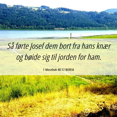 Picture 06 - 1 Mosebok 48:12 NORSK - Så førte Josef dem bort fra hans knær og - Bible Verse Picture