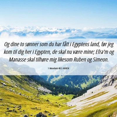 Picture 06 - 1 Mosebok 48:5 NORSK - Og dine to sønner som du har fått i Egyptens - Bible Verse Picture