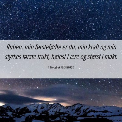 Picture 06 - 1 Mosebok 49:3 NORSK - Ruben, min førstefødte er du, min kraft og min - Bible Verse Picture