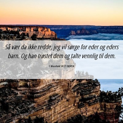 Picture 06 - 1 Mosebok 50:21 NORSK - Så vær da ikke redde, jeg vil sørge for eder - Bible Verse Picture