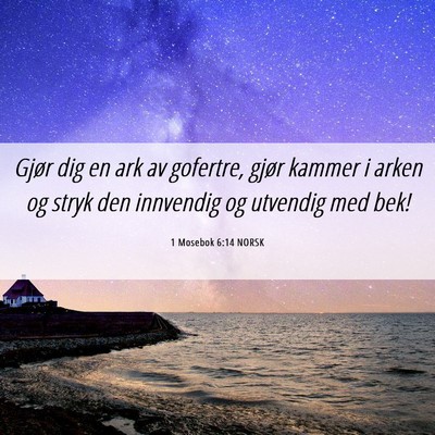 Picture 06 - 1 Mosebok 6:14 NORSK - Gjør dig en ark av gofertre, gjør kammer i - Bible Verse Picture