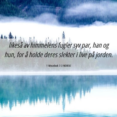 Picture 06 - 1 Mosebok 7:3 NORSK - likeså av himmelens fugler syv par, han og hun, - Bible Verse Picture