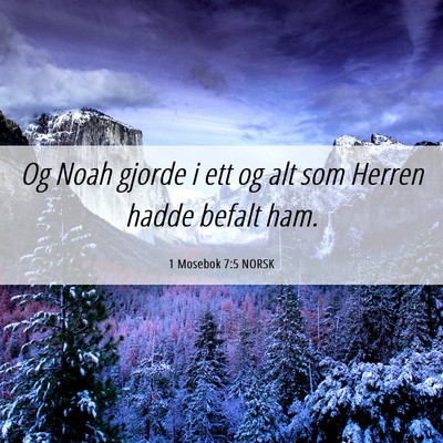 Picture 06 - 1 Mosebok 7:5 NORSK - Og Noah gjorde i ett og alt som Herren hadde - Bible Verse Picture