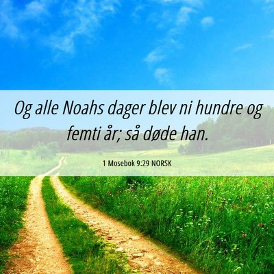 Picture 06 - 1 Mosebok 9:29 NORSK - Og alle Noahs dager blev ni hundre og femti år; - Bible Verse Picture