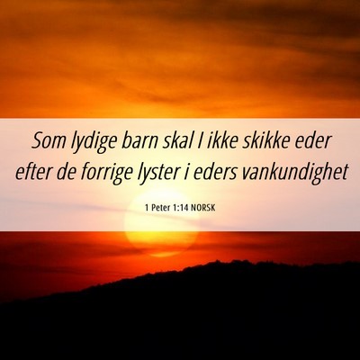 Picture 06 - 1 Peter 1:14 NORSK - Som lydige barn skal I ikke skikke eder efter de - Bible Verse Picture