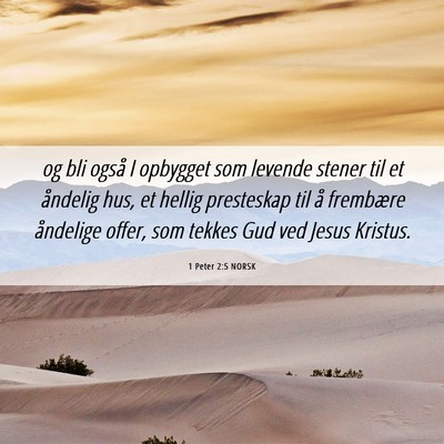 Picture 06 - 1 Peter 2:5 NORSK - og bli også I opbygget som levende stener til et - Bible Verse Picture