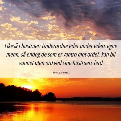 Picture 06 - 1 Peter 3:1 NORSK - Likeså I hustruer: Underordne eder under eders - Bible Verse Picture