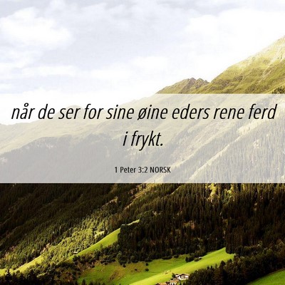 Picture 06 - 1 Peter 3:2 NORSK - når de ser for sine øine eders rene ferd i - Bible Verse Picture