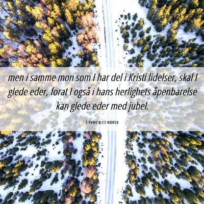 Picture 06 - 1 Peter 4:13 NORSK - men i samme mon som I har del i Kristi lidelser, - Bible Verse Picture