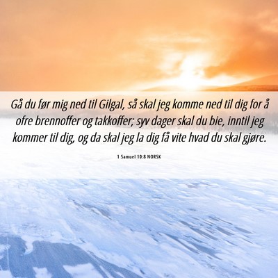 Picture 06 - 1 Samuel 10:8 NORSK - Gå du før mig ned til Gilgal, så skal jeg - Bible Verse Picture