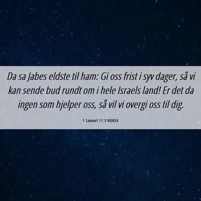 Picture 06 - 1 Samuel 11:3 NORSK - Da sa Jabes eldste til ham: Gi oss frist i syv - Bible Verse Picture