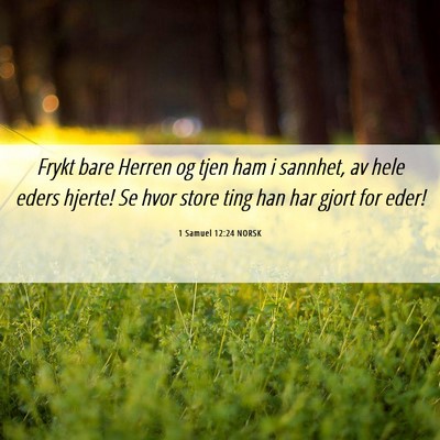 Picture 06 - 1 Samuel 12:24 NORSK - Frykt bare Herren og tjen ham i sannhet, av hele - Bible Verse Picture