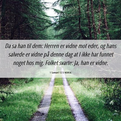 Picture 06 - 1 Samuel 12:5 NORSK - Da sa han til dem: Herren er vidne mot eder, og - Bible Verse Picture