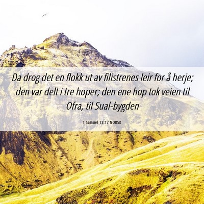 Picture 06 - 1 Samuel 13:17 NORSK - Da drog det en flokk ut av filistrenes leir for - Bible Verse Picture