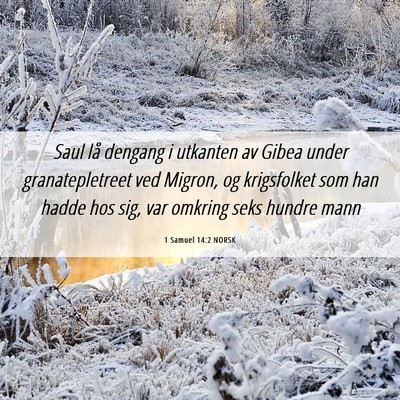 Picture 06 - 1 Samuel 14:2 NORSK - Saul lå dengang i utkanten av Gibea under - Bible Verse Picture