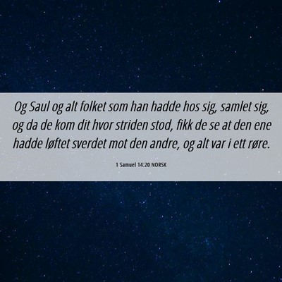 Picture 06 - 1 Samuel 14:20 NORSK - Og Saul og alt folket som han hadde hos sig, - Bible Verse Picture