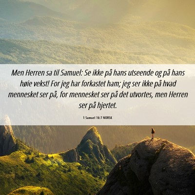 Picture 06 - 1 Samuel 16:7 NORSK - Men Herren sa til Samuel: Se ikke på hans - Bible Verse Picture