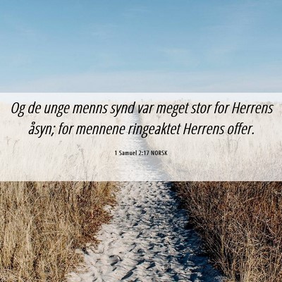 Picture 06 - 1 Samuel 2:17 NORSK - Og de unge menns synd var meget stor for Herrens - Bible Verse Picture