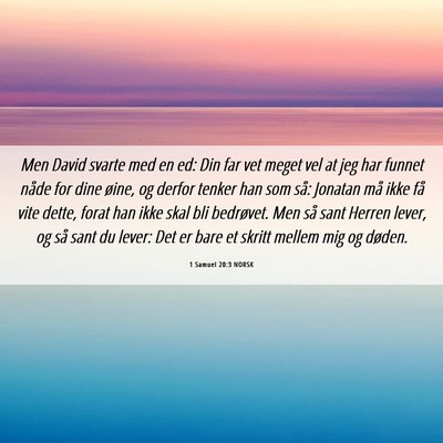 Picture 06 - 1 Samuel 20:3 NORSK - Men David svarte med en ed: Din far vet meget vel - Bible Verse Picture