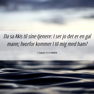 Picture 06 - 1 Samuel 21:14 NORSK - Da sa Akis til sine tjenere: I ser jo det er en - Bible Verse Picture