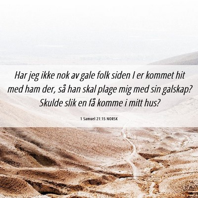Picture 06 - 1 Samuel 21:15 NORSK - Har jeg ikke nok av gale folk siden I er kommet - Bible Verse Picture