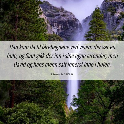 Picture 06 - 1 Samuel 24:3 NORSK - Han kom da til fårehegnene ved veien; der var en - Bible Verse Picture