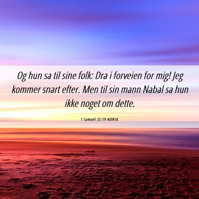 Picture 06 - 1 Samuel 25:19 NORSK - Og hun sa til sine folk: Dra i forveien for mig! - Bible Verse Picture