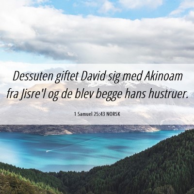 Picture 06 - 1 Samuel 25:43 NORSK - Dessuten giftet David sig med Akinoam fra Jisre'l - Bible Verse Picture