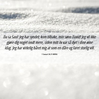 Picture 06 - 1 Samuel 26:21 NORSK - Da sa Saul: Jeg har syndet; kom tilbake, min - Bible Verse Picture