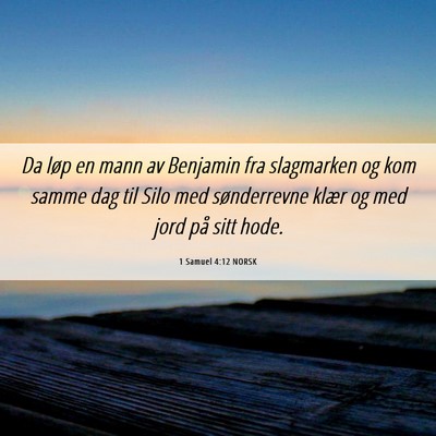 Picture 06 - 1 Samuel 4:12 NORSK - Da løp en mann av Benjamin fra slagmarken og kom - Bible Verse Picture