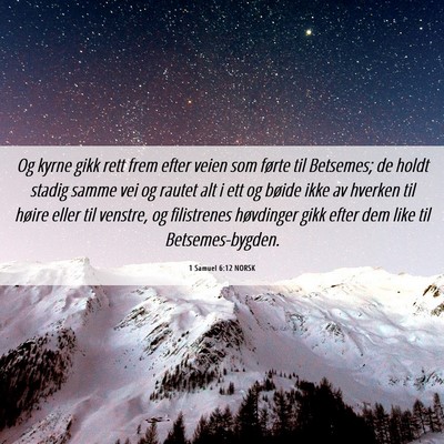 Picture 06 - 1 Samuel 6:12 NORSK - Og kyrne gikk rett frem efter veien som førte - Bible Verse Picture